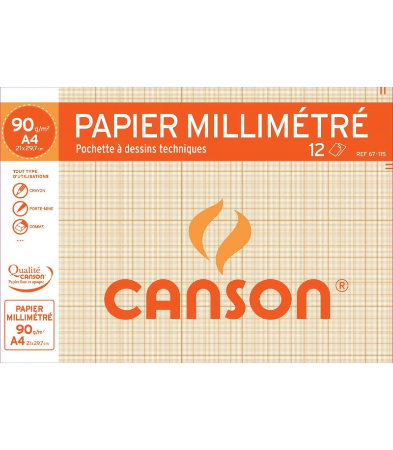 Papier millimétré Canson 90gr A4