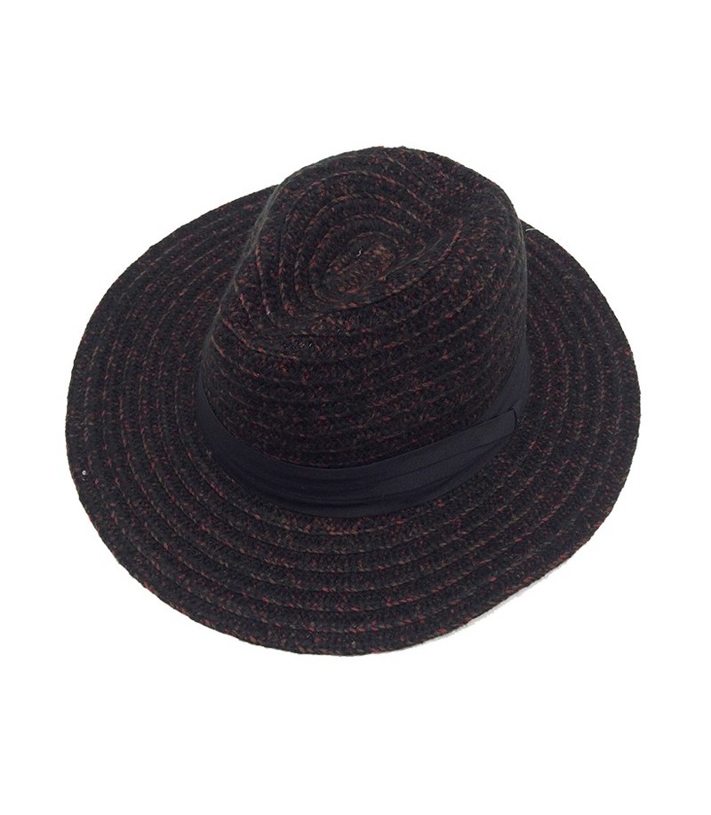 Chapeau fedora ceinturé Noir chiné rouge