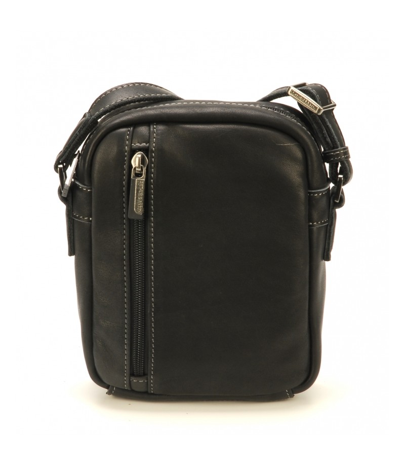 Sac travers moyen cuir noir ligne Johany - Arthur&Aston