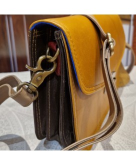 Sac bandoulière - Nina Lock - cuir naturel/marron - Saora - Upcycling