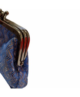 Portefeuille retro grand modèle - Bleu irisé - Cuir recyclé - Paula - Saora